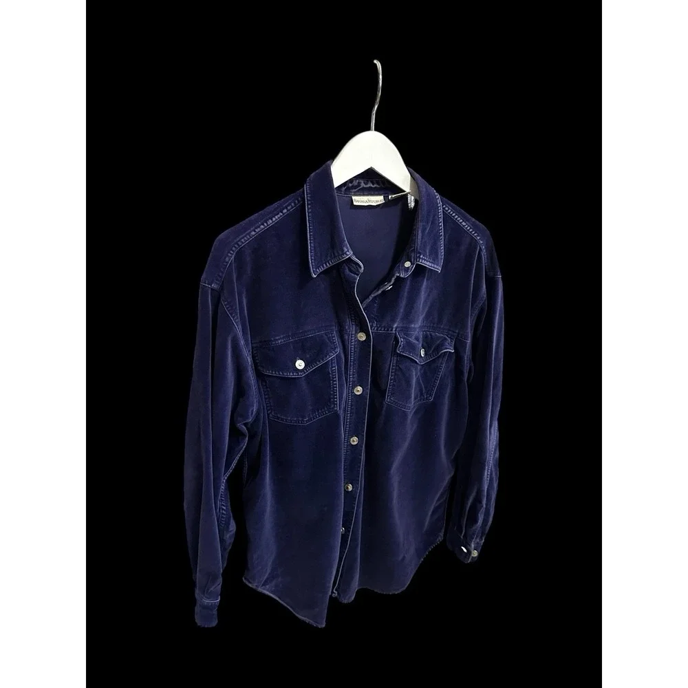 Banana Republic Shirt Medium Blue Velvet‎ Long Sleeve Vintage Chore Pocket *flaw
